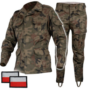 Mundur Wojskowy Polowy Całoroczny Wz.93 Bluza + Spodnie + Flagi