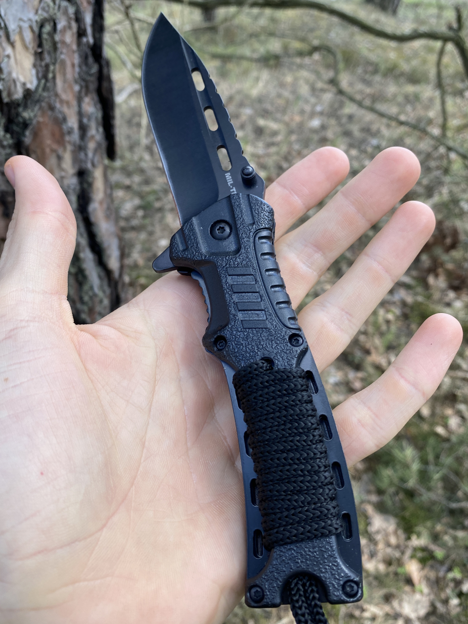 Nóż WOJSKOWY Składany Linka Krzesiwo Gwizdek MORO Mil-Tec Nóż WOJSKOWY Składany Linka Krzesiwo Gwizdek MORO Mil-Tec