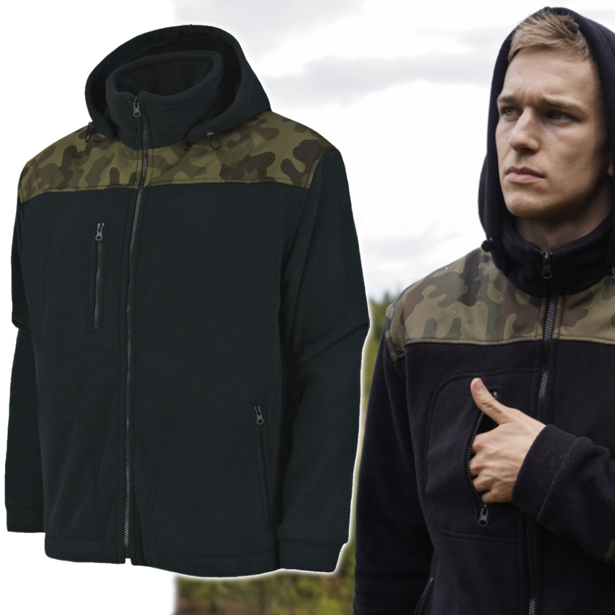 Polar Wojskowy Bluza polarowa Moro z kapturem Wz.93 360g/m2 Polar Wojskowy Bluza polarowa Moro z kapturem Wz.93 360g/m2