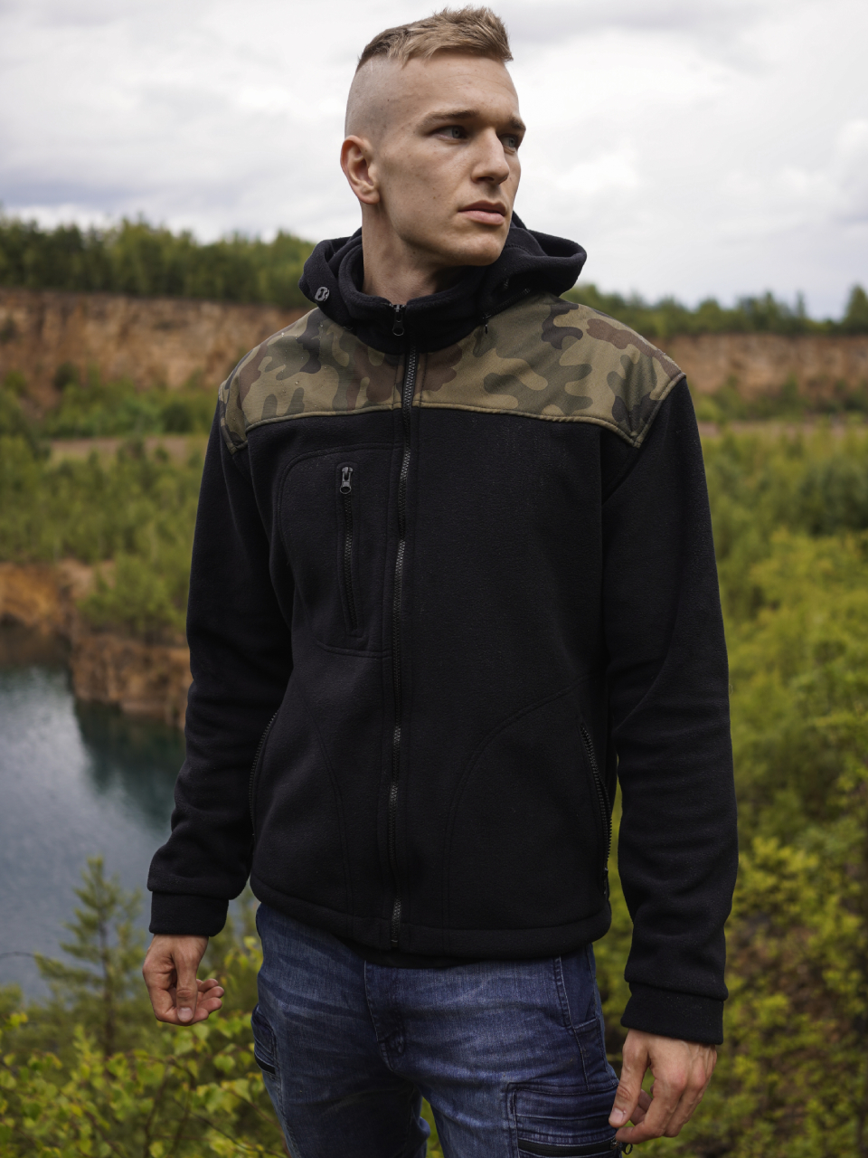 Polar Wojskowy Bluza polarowa Moro z kapturem Wz.93 360g/m2