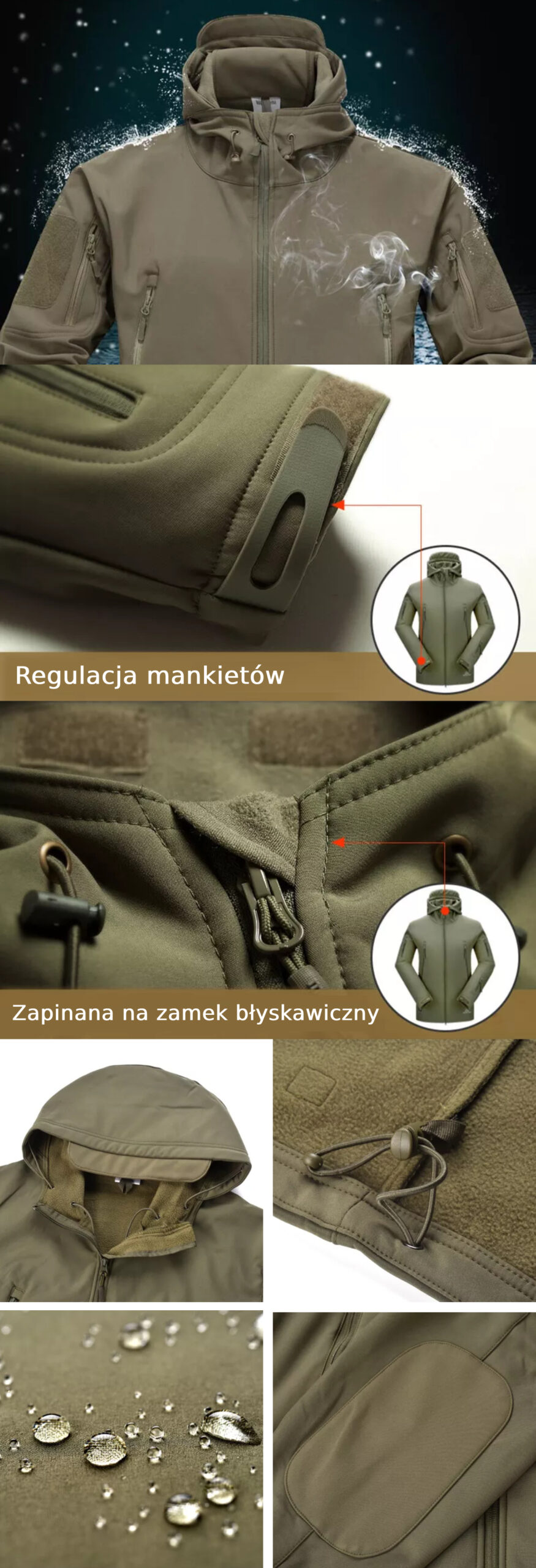 Kurtka wojskowa Bluza Taktyczna Polarowa Wodoodporna Softshell OLIVE